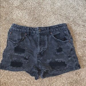 Black distressed shorts